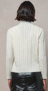 Contrast Button Cable Knit Mock Neck Cardigan in Ivory - Women's Sweaters | Urban Daizy