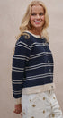 Coastal Contrast Stripe Button-Front Cardigan in Navy - Women's Cardigans & Shrugs | Urban Daizy