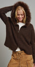 Faux Fur Trim Hooded Zip Up Knit Cardigan in Brown - Women's Cardigans & Shrugs | Urban Daizy