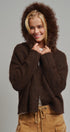 Faux Fur Trim Hooded Zip Up Knit Cardigan in Brown - Women's Cardigans & Shrugs | Urban Daizy