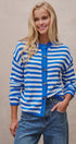 Coastal Breton Stripe Button Cardigan in Ivory Blue - Women's Cardigans & Shrugs | Urban Daizy