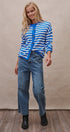 Coastal Breton Stripe Button Cardigan in Ivory Blue - Women's Cardigans & Shrugs | Urban Daizy