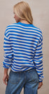 Coastal Breton Stripe Button Cardigan in Ivory Blue - Women's Cardigans & Shrugs | Urban Daizy