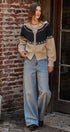 Alpine Fair Isle Zip-Up Cardigan in Ivory Navy - Women's Cardigans & Shrugs | Urban Daizy
