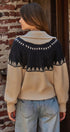 Alpine Fair Isle Zip-Up Cardigan in Ivory Navy - Women's Cardigans & Shrugs | Urban Daizy