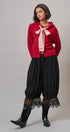 Contrast Bow Tie Knit Hoodie Zip-Up Sweater in Red Pink - Women's Cardigans & Shrugs | Urban Daizy