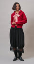 Contrast Bow Tie Knit Hoodie Zip-Up Sweater in Red Pink - Women's Cardigans & Shrugs | Urban Daizy