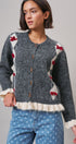 Alpine Bow Ruffle Cardigan in Charcoal - Women's Cardigans & Shrugs | Urban Daizy