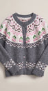 Cherry Charm Fair Isle Cardigan in Grey - Women's Cardigans & Shrugs | Urban Daizy