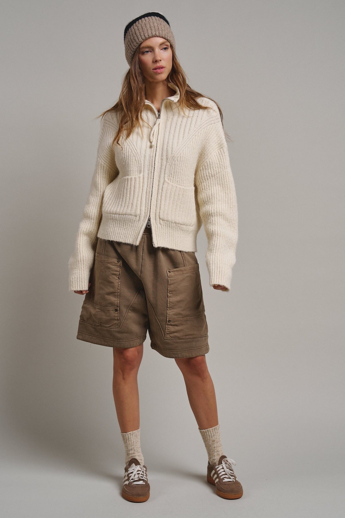 Harbor Ease Ribbed Zip Cardigan in Ivory - Women's Cardigans & Shrugs | Urban Daizy