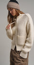 Harbor Ease Ribbed Zip Cardigan in Ivory - Women's Cardigans & Shrugs | Urban Daizy