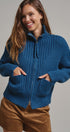 Harbor Ease Ribbed Zip Cardigan in Teal - Women's Cardigans & Shrugs | Urban Daizy