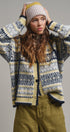 Snowfall Fair Isle Hooded Cardigan in Grey/navy - Women's Cardigans & Shrugs | Urban Daizy