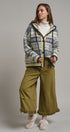 Snowfall Fair Isle Hooded Cardigan in Grey/navy - Women's Cardigans & Shrugs | Urban Daizy