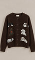 Puppy Love Intarsia Knit Cardigan in Brown - Women's Cardigans & Shrugs | Urban Daizy