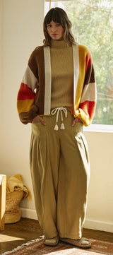 Retro Sunset Colorblock Cardigan in Brown/mustard - Women's Cardigans & Shrugs | Urban Daizy