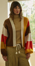 Retro Sunset Colorblock Cardigan in Brown/mustard - Women's Cardigans & Shrugs | Urban Daizy