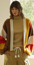 Retro Sunset Colorblock Cardigan in Brown/mustard - Women's Cardigans & Shrugs | Urban Daizy