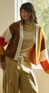 Retro Sunset Colorblock Cardigan in Brown/mustard - Women's Cardigans & Shrugs | Urban Daizy