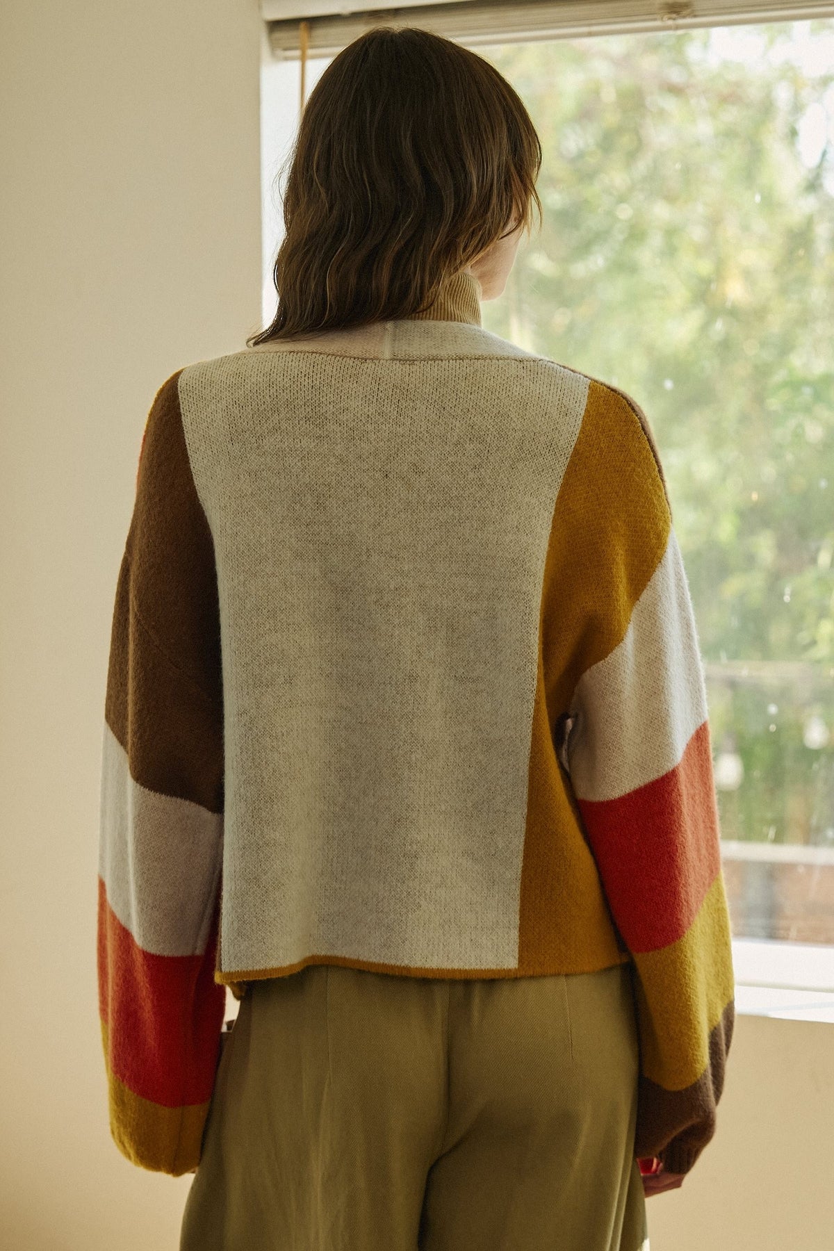 Retro Sunset Colorblock Cardigan in Brown/mustard - Women's Cardigans & Shrugs | Urban Daizy
