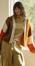 Retro Sunset Colorblock Cardigan in Brown/mustard - Women's Cardigans & Shrugs | Urban Daizy