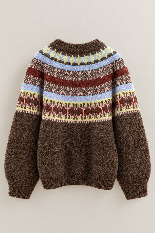 Hearthside Fair Isle Cardigan in Brown - Women's Cardigans & Shrugs | Urban Daizy
