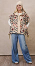 Ditsy Floral Sherpa Vest With Bow Hem Detail in Print - Women's Vests | Urban Daizy