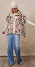 Ditsy Floral Sherpa Vest With Bow Hem Detail in Print - Women's Vests | Urban Daizy