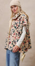 Ditsy Floral Sherpa Vest With Bow Hem Detail in Print - Women's Vests | Urban Daizy