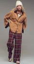 Oversized Contrast Collar Cotton Chore Jacket in Red - Women's Jackets & Blazers | Urban Daizy