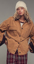 Oversized Contrast Collar Cotton Chore Jacket in Red - Women's Jackets & Blazers | Urban Daizy