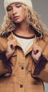 Oversized Contrast Collar Cotton Chore Jacket in Red - Women's Jackets & Blazers | Urban Daizy