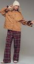 Oversized Contrast Collar Cotton Chore Jacket in Red - Women's Jackets & Blazers | Urban Daizy