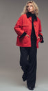 Oversized Contrast Collar Cotton Chore Jacket in Red - Women's Jackets & Blazers | Urban Daizy