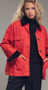 Oversized Contrast Collar Cotton Chore Jacket in Red - Women's Jackets & Blazers | Urban Daizy