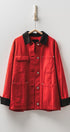 Oversized Contrast Collar Cotton Chore Jacket in Red - Women's Jackets & Blazers | Urban Daizy