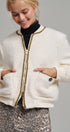 Textured Boucle Wool Blend Bomber Jacket in Cream - Women's Jackets & Blazers | Urban Daizy