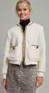 Textured Boucle Wool Blend Bomber Jacket in Cream - Women's Jackets & Blazers | Urban Daizy