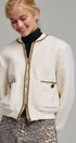 Textured Boucle Wool Blend Bomber Jacket in Cream - Women's Jackets & Blazers | Urban Daizy