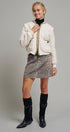 Textured Boucle Wool Blend Bomber Jacket in Cream - Women's Jackets & Blazers | Urban Daizy