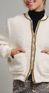 Textured Boucle Wool Blend Bomber Jacket in Cream - Women's Jackets & Blazers | Urban Daizy