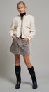 Textured Boucle Wool Blend Bomber Jacket in Cream - Women's Jackets & Blazers | Urban Daizy