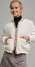 Textured Boucle Wool Blend Bomber Jacket in Cream - Women's Jackets & Blazers | Urban Daizy