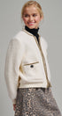 Textured Boucle Wool Blend Bomber Jacket in Cream - Women's Jackets & Blazers | Urban Daizy