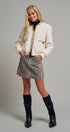 Textured Boucle Wool Blend Bomber Jacket in Cream - Women's Jackets & Blazers | Urban Daizy