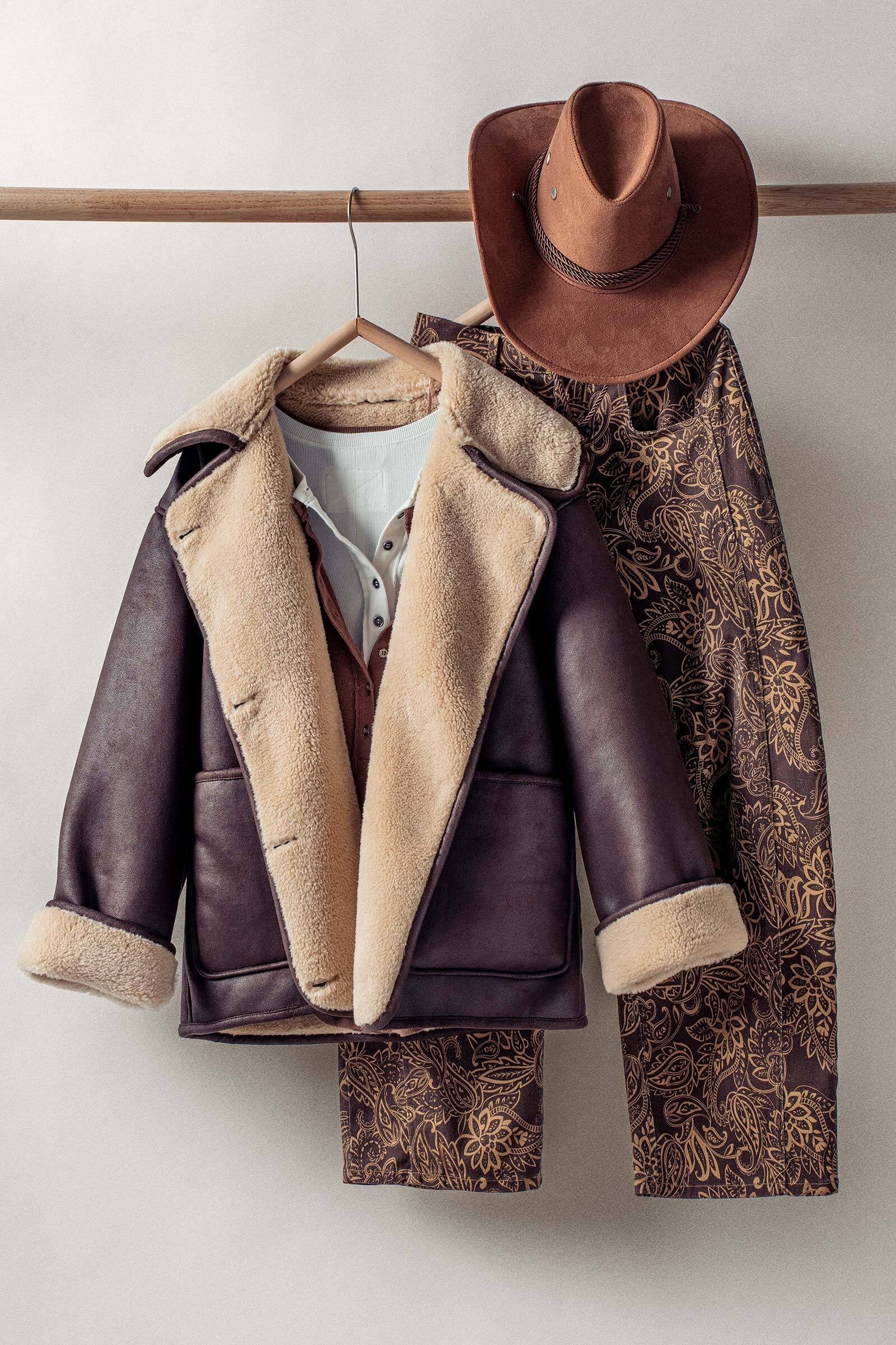 Oversized Faux Shearling Aviator Jacket in Brown - Women's Jackets & Blazers | Urban Daizy