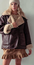Oversized Faux Shearling Aviator Jacket in Brown - Women's Jackets & Blazers | Urban Daizy