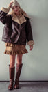 Oversized Faux Shearling Aviator Jacket in Brown - Women's Jackets & Blazers | Urban Daizy