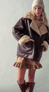 Oversized Faux Shearling Aviator Jacket in Brown - Women's Jackets & Blazers | Urban Daizy