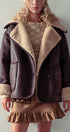 Oversized Faux Shearling Aviator Jacket in Brown - Women's Jackets & Blazers | Urban Daizy